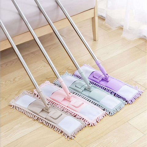 Mop Floor Cleaner Home Cleaning Supply Flat Mop Microfiber Wet Dust Mop Wet & Dry Mop Plastic Rod