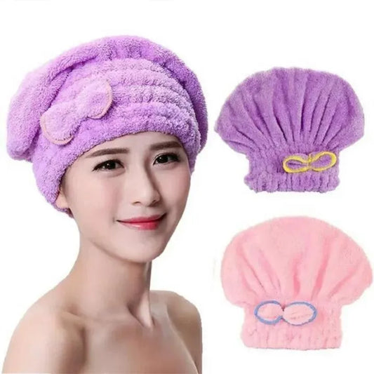 Quick Dry Bath Hair Drying Towel Head Wrap Hat Super Absorbent Shower Cap Hair Drying Towel Head Wrap Hat Super Absorbent Shower Cap For Women And For Girls - Leyloo.pk