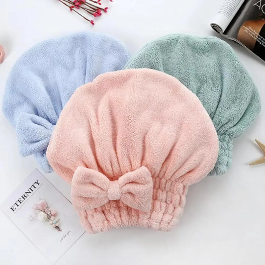 Quick Dry Bath Hair Drying Towel Head Wrap Hat Super Absorbent Shower Cap Hair Drying Towel Head Wrap Hat Super Absorbent Shower Cap For Women And For Girls - Leyloo.pk