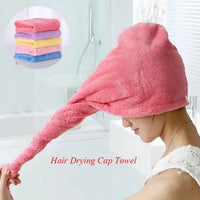 Quick Dry Bath Hair Drying Towel Head Wrap Hat Super Absorbent Shower Cap - Leyloo.pk