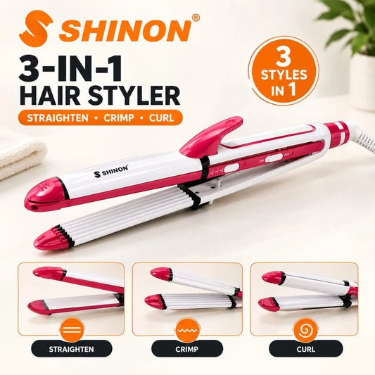 3 in 1 Hair Straightener, Curler & Roller – Professional Ceramic Styling Tool