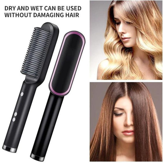 Hqt-909b Electric Professional Hair Straightening Brush (random Color) - Leyloo.pk