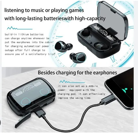 M10 TWS Earbuds Bluetooth 5.0 Wireless Sports Charging For Music Calls Gaming Bluetooth Headphones HiFi Stereo Music Wireless Earbuds Waterproof