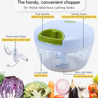 Mini Speedy Chopper Manual Hand Pull Vegetable & Meat Mini Turbo Cutter - Leyloo.pk