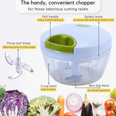 Mini Speedy Chopper Manual Hand Pull Vegetable & Meat Mini Turbo Cutter