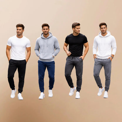 Pack Of 04 French Terry Trousers For Men's Summer Gym Sports and Jogging Sweatpants