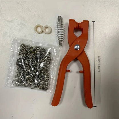 Durable Metal Snap Fastener Kit with Pliers & Manual Press Tool