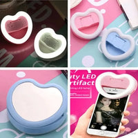 Heart Shape Selfie Ring Light Rechargeable Mini LED Flash LED Light For Selfie USB Charge - Portable Flash Photography Clip - Leyloo.pk