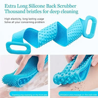 Silicone Body Scrubber with Long Handle - Exfoliating Bath Brush, Soft & Skin-Friendly, Ideal for Easy Back & Deep Body Cleanse - Leyloo.pk