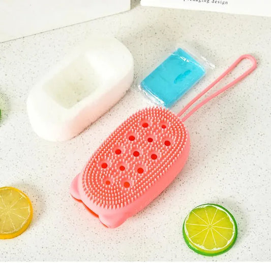 Silicone Bath Brush with Two Sides – Exfoliate, Cleanse, and Revitalize Your Skin - Leyloo.pk