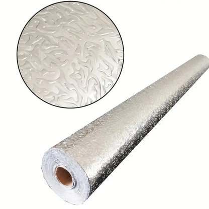 Silver Foil Kitchen Sticker – Waterproof & Oil-Proof Aluminum Self-Adhesive Wallpaper