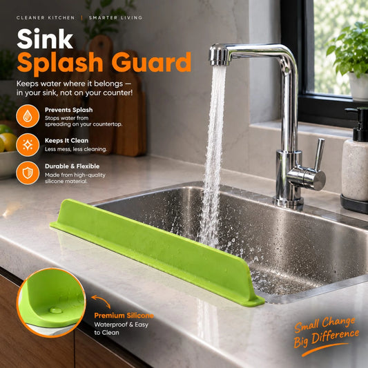 Silicone Sink Splash Guard – Waterproof Water Baffle with Strong Suction Cups