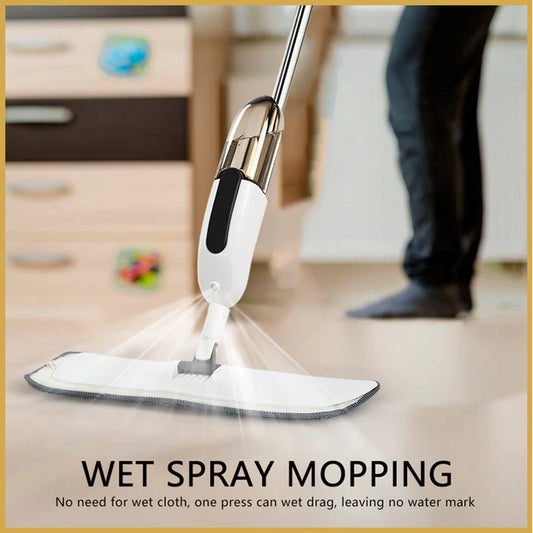 Microfiber Water Spray Mop For House Cleaning Microfiber Spray Mop for Wet and Dry Floor Cleaning, Home Dust, Dirt Cleaner Lightweight 360 Degree Spin Microfiber Mop - Leyloo.pk