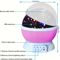Starry Sky Night Light Projector – 360° Rotating RGB LED Lamp with Moon & Stars - Leyloo.pk
