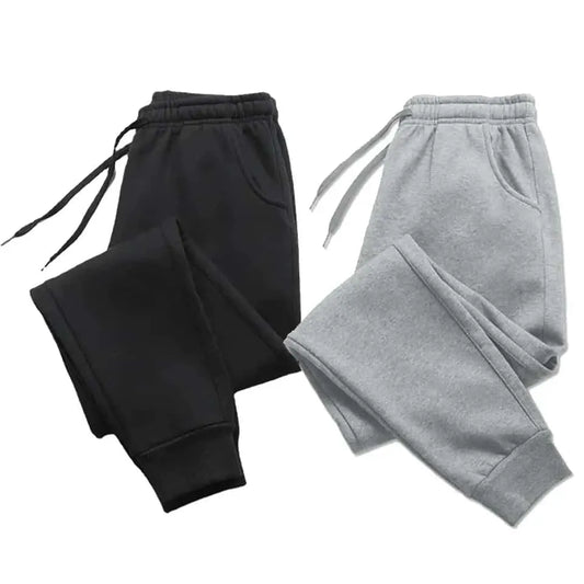 Pack Of 2 Black Grey  French Terry Trousers For Men's Summer Gym Sports and Jogging Sweatpants - Leyloo.pk