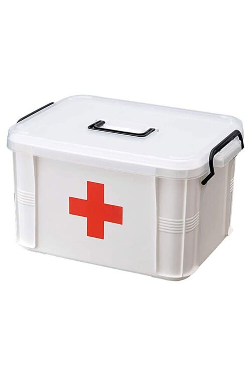 First Aid Kit Box With Handle Removable Storage Compartment