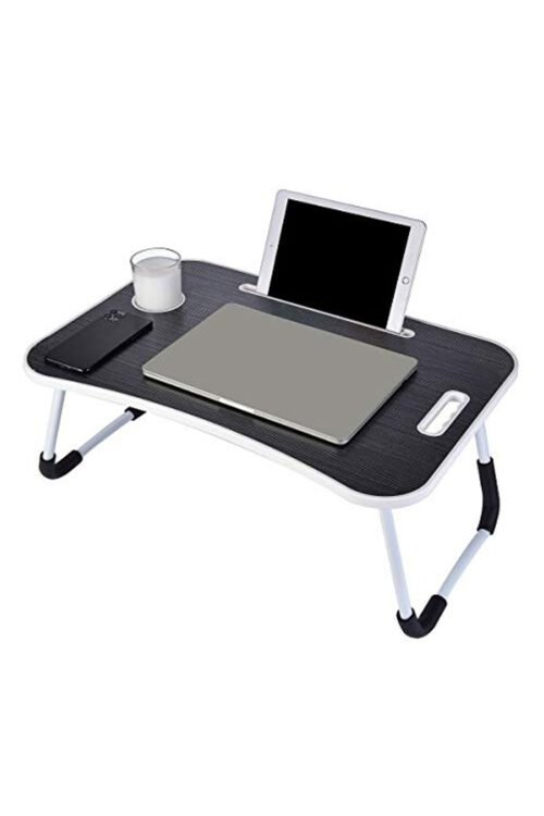 Portable Laptop Folding Table With Glass & Phone Slot