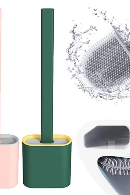 1 Pc Deep-cleaning Toilet Brush And Holder Set For Bathroom, Silicone Toilet Bowl Brush Non-slip Long Plastic Handle, Flat Head Brush Head To Clean Toilet Corner Easily (random Color)