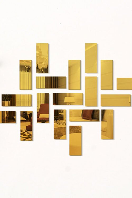 18pcs/set Fashion Mirror Brick Wall Sticker (Golden)