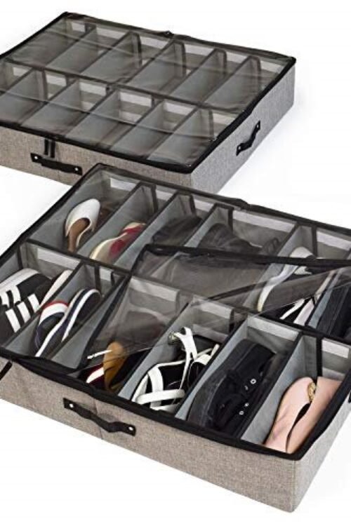 12 Grids Dust-Proof Underbed Shoe Storage Organizer