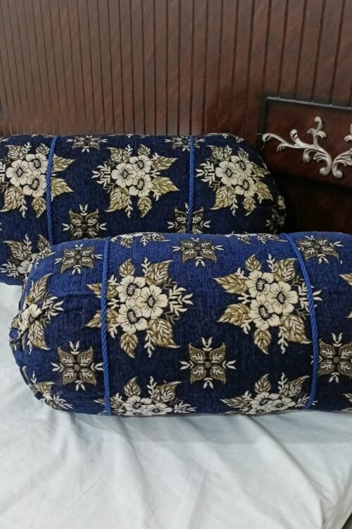 Luxury 2pc Gol Pillow Cover, dark blue.