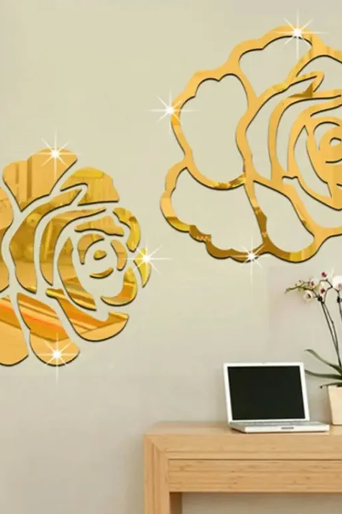 Rose stickers Acrylic mirror wall decoration