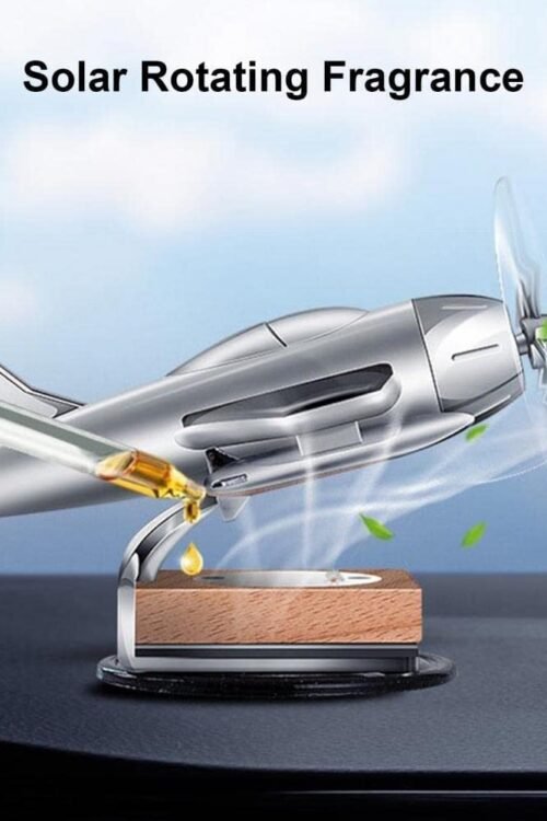 3D Airplane Aircraft Shaped Solar Powered Rotating Fan Car Air Freshener Car Dashboard Accessory