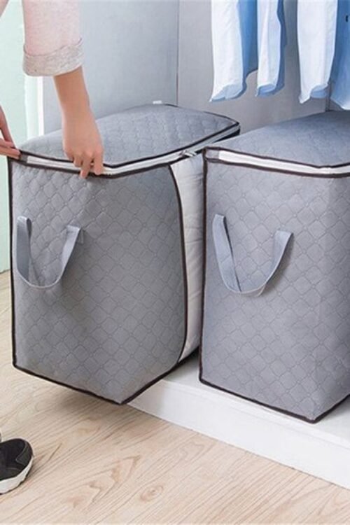 Pack Of 2 Portable Bamboo Charcoal Clothes Blanket Large Folding Bag Storage Box Organizer