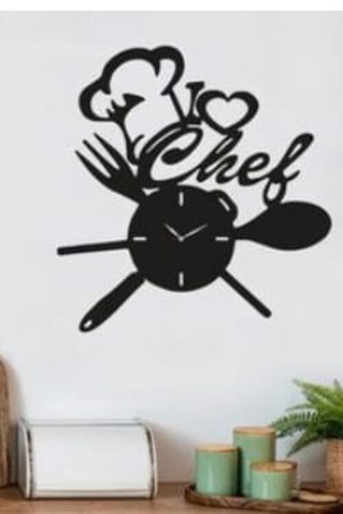 Creative spoon Fork Chef  Wall clock  wooden material