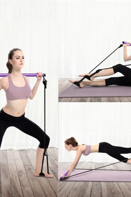Portable Pilates Studio Yoga Gym Exercise Resistance Band Elastic Home Pilates Bar Stick Fitness Rope(Random Colours)