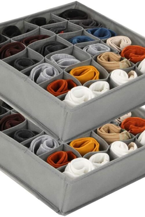Pack Of 2 Foldable Women Underwear Separated Organizer Box Socks Storage