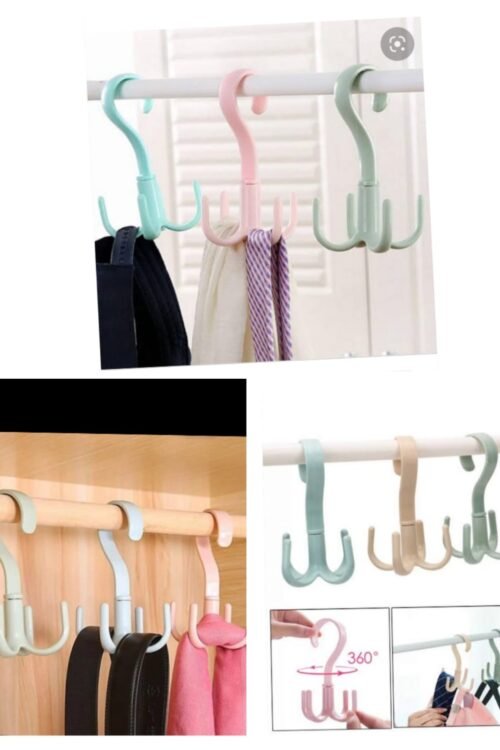 1/4Pcs Rotatable Hook Wardrobe Bag Rack Organizer Holder for Closet Scarf Belt Shoes Hanging Storage Hooks