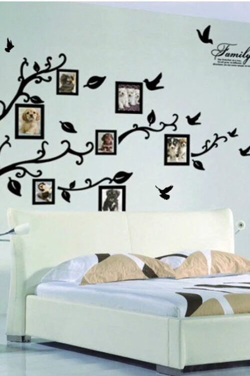 Large 200x250Cm / 79x99in Black 3D DIY Photo Tree PVC Wall Decals Adhesive Family Wall Stickers Mural Art Home Decor