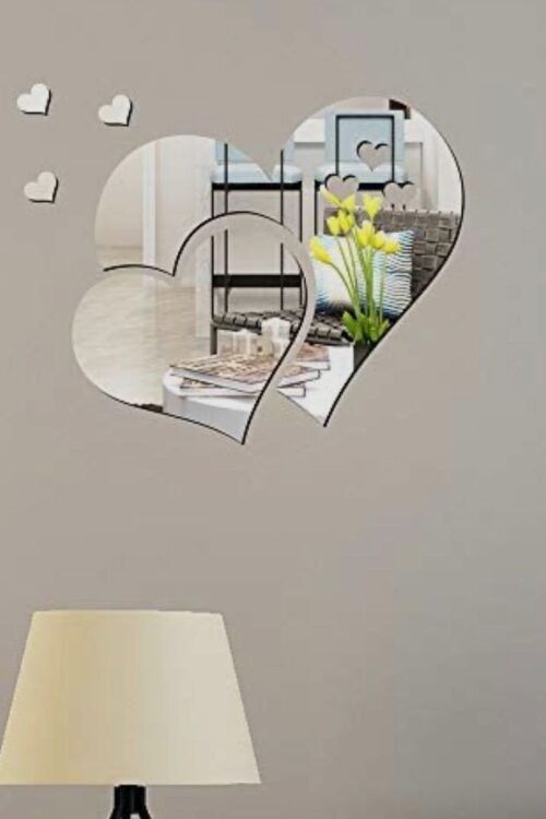 Heart shaped Acrylic mirror wall stickers 15 inch size