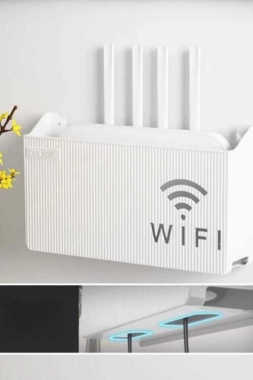 Router Storage Box Wall-mounted Plastic Cable Power Bracket Box Home Decoration Wireless Router Wifi Decoration Set-top Box Rack( random color )