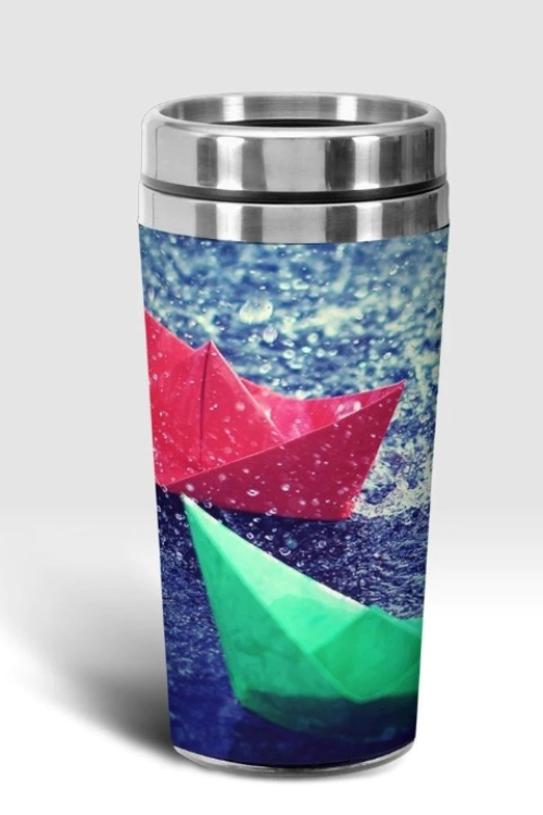 Coffee Lover Gifts & Travel Mug ( Paper Boat Design ) 600ml