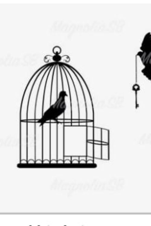 Sparrow cage key wall sticker Wooden material