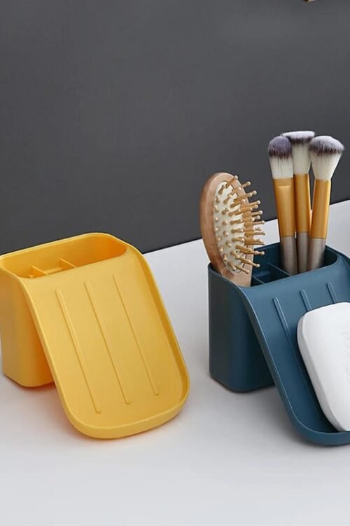 Soap dish Organizer, Space saver, Tooth brush case, Anti slip surface bathroom Shower holder Toothbrush storage caddy ( Random colour )