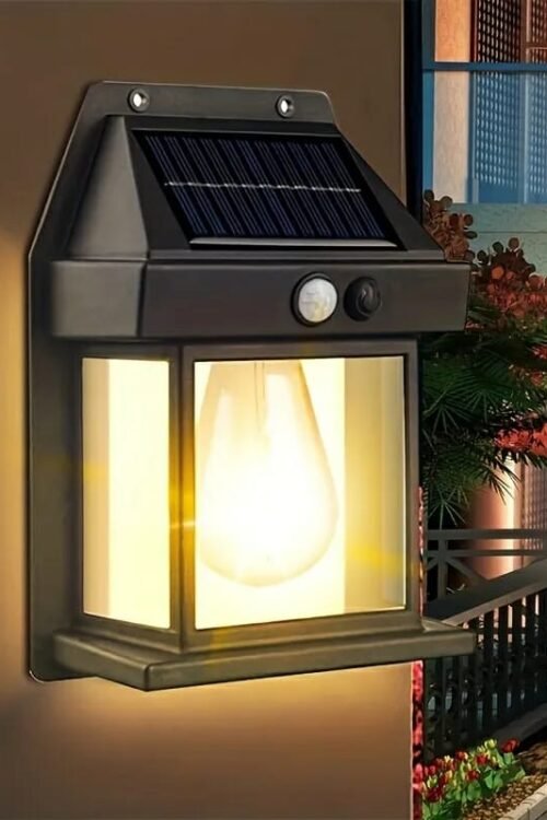 New Solar Tungsten Filament Lamp Outdoor Waterproof Intelligent Induction Wall Lamp Courtyard Garden Villa Lighting Night Light(random color )