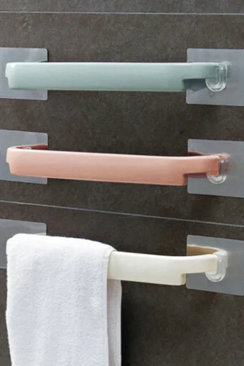 Towel Rack Hanging Rag Pole Bathroom Slipper Hanger Kitchen Storage Shelf Wall Mounted Clothes Coat Bar